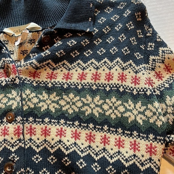 G.H.Bass&Co-looks like a Large-blue/green/tan/red button down cardigan sweater - Picture 7 of 10